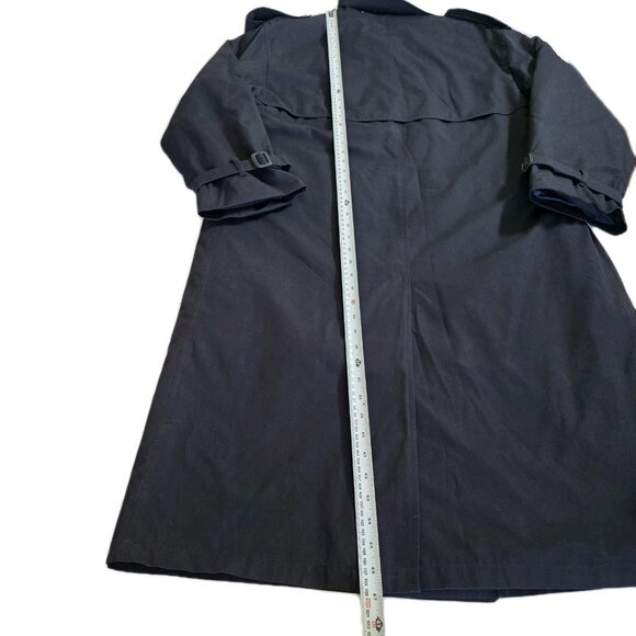 VTG London Fog Long Trench Coat 40R Men Navy Detach Lining Retro Grunge NO BELT - Picture 6 of 16